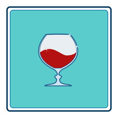 Red wine in goblet in blue square