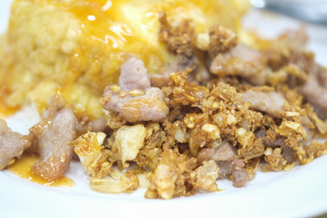 Garlic Pork rice omelet