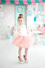 Beautiful Girl in mother's shoes