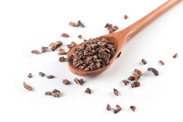 Cocoa Nibs into a spoon