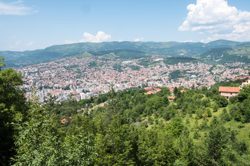 panoramic view over sarajevo, bosnia and herzegovina