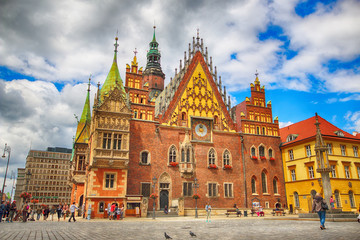 WROCLAW, POLAND - JULY 13, 2017: Wroclaw Old Town. City with one of the most colorful market...