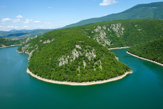 curving Vrbas river in summer