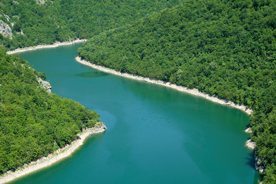 curving Vrbas river in summer