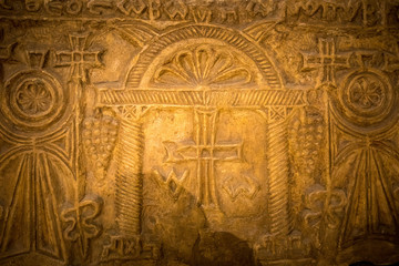 Egyptian Christian art in church wall in egypt