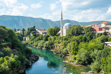 View on Mostar, Bosnia and Herzegovina - obrazy, fototapety, plakaty