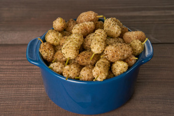 ceramic bowl with mulberries