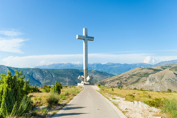 Croatian cross on Hum Mountain, Mostar, Bosnia and Herzegovina