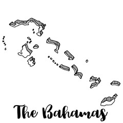 Hand drawn of The Bahamas map, vector illustration