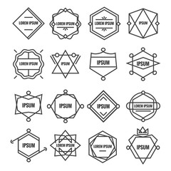 Set geometric signs, labels, and frames. Triangles. Line design elements, vector illustration.