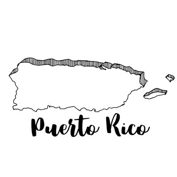 Hand drawn of Puerto Rico map, vector illustration