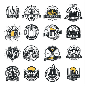 Set of vintage beer badge logo and labels template design.Vector illustration.