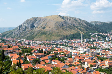Naklejka na ściany i meble Panoramic view over Mostar, Bosnia and Herzegovina