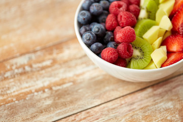 close up of fruits and berries in bowl