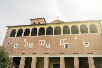 Fototapeta premium Facade of the ancient basilica church of San Saba in Rome