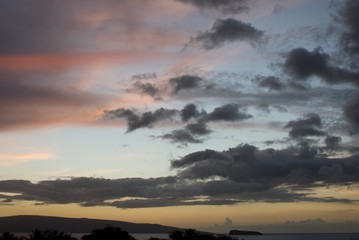 Tropical Sunset over beach in Maui Hawaii