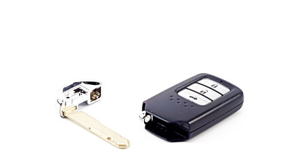 Remote of key car in black plastic and silver metal key