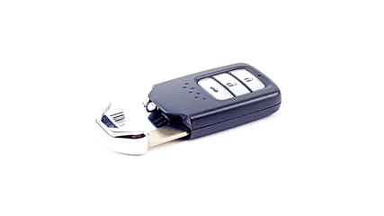 Remote of key car in black plastic and silver metal key