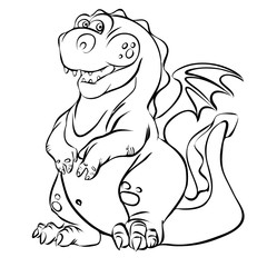 Cartoon dragon line art vector illustration