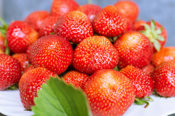 Juicy red strawberries on a plate