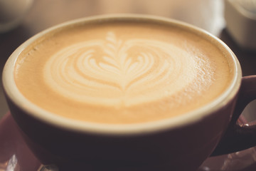 Detailed shot of a Cup of coffee at coffee shop