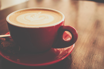 Detailed shot of a Cup of coffee at coffee shop