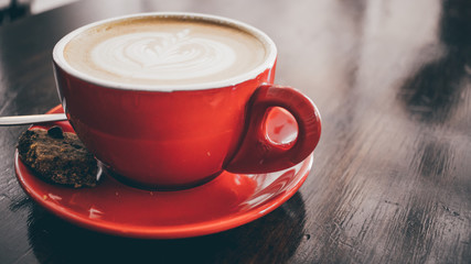 Detailed shot of a Cup of coffee at coffee shop