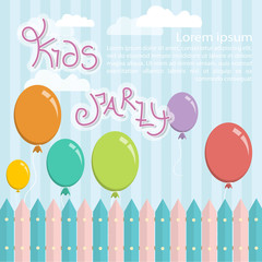 kids party design template with balloons and place for text