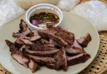 Slice grilled pork, Thai cuisine