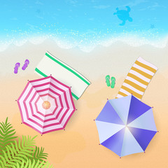 Summertime, tropical background, blue ocean landscape. Vacation, relax. Vector illustration EPS10.