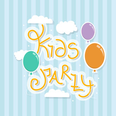 Design template with balloons and clouds - kids party