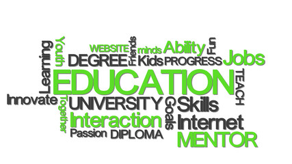 Education typography with relevant buzzwords