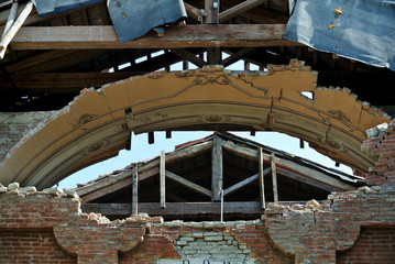 Building destroyed by the earthquake