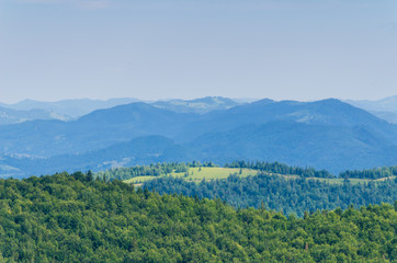 Carpathian mountains landscape view in Yaremche