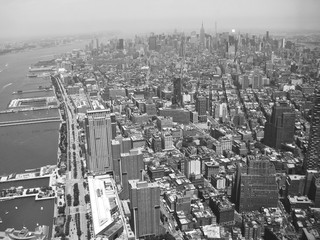 New York Manhattan noir et blanc panorama vue du ciel
