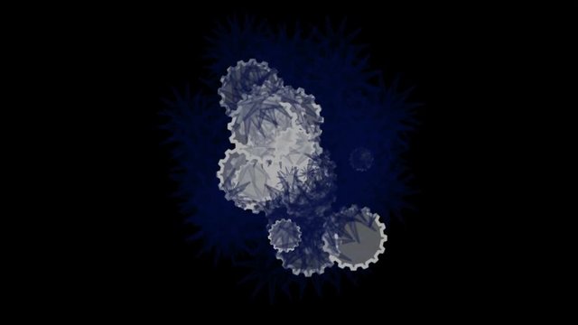 4k Abstract daisy flower,cells spores virus eggs bacteria microbes,foam bubbles blisters spheres split particle background.