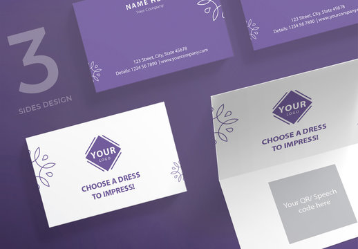 Purple and White Business Card Branding Set 1
