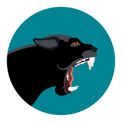Black panther head vector illustration style flat