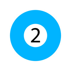 Flat Blue Two Pool - Billiard Ball Icon Vector Isolated