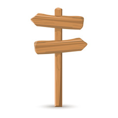 Cartoon colored wooden sign, vector illustration