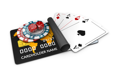 3d Illustration of a Background with Bank Card and Casino Elements