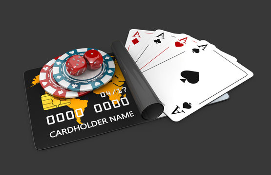 Bank Card and Casino Elements, 3d Illustration isolated Black