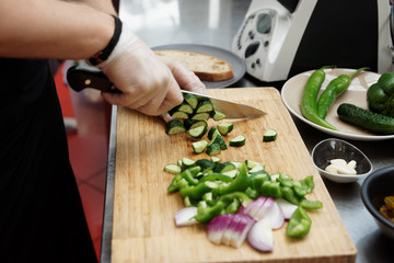 Chef is cutting vegetables