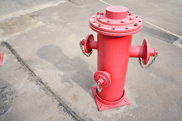 Red fire hydrant, fire safety system.