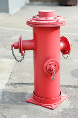 Red fire hydrant, fire safety system.