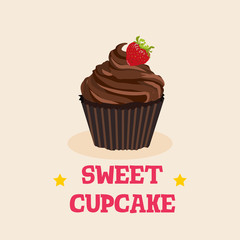 Sweet cupcake dessert isolated illustration