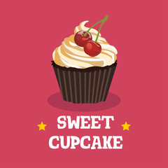 Sweet cupcake dessert isolated illustration