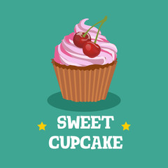 Sweet cupcake dessert isolated illustration