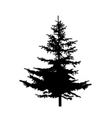 Silhouette of pine tree. Hand made.