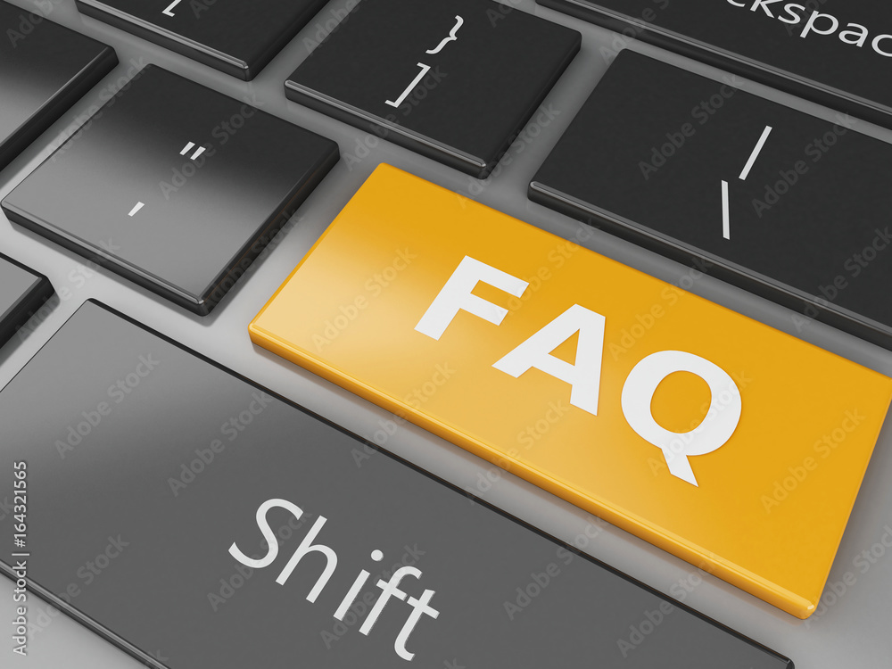 Poster 3d close up view of keyboard faq button